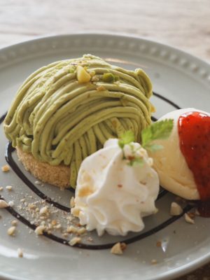 Cafe38（カフェ38）冬のホットメニュー　ピスタチオモンブラン