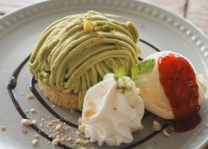 Cafe38（カフェ38）冬のホットメニュー　ピスタチオモンブラン